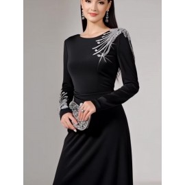 Women's Elegant Long Formal dress - Long Sleeve Party, Wedding, Prom Evening Gown - Machine Washable Formal Attire - Elegant Evening Outfit for Women, Special Occasion, Sophisticated Design, Comfortable Fit, Stylish Apparel, Bridesmaid Attire