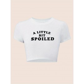 [Graphic Print Crop Top] Women's 