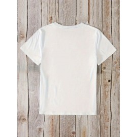 Women's Cute Cartoon Cow Print T-Shirt, Round Neck Short Sleeve Fashion Sports Tee, Comfortable Casual Top, Knitted Polyester Fabric, Romantic Style, All Seasons, Ladies Leisure Sportswear