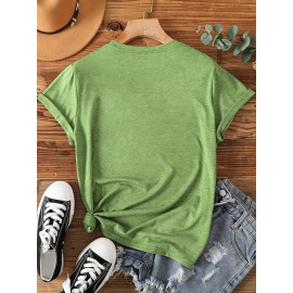 [Graphic Print Tee] Soft Stretch Women's Casual Short Sleeve T-Shirt with 