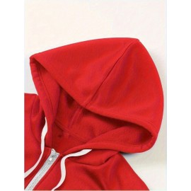 [Plus Size NY Hoodie] Plus Size Women's Light Pink NY Print Hoodie | Comfortable Long Sleeve Zip-Up with Drawstrings, Machine Washable 100% Polyester, Casual Sporty Style