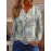 Plus Size, Plus Size Women's Elegant V-Neck Long Sleeve T-Shirt - All-Over Floral Print, Stretchy Mid-Weight Fabric, Machine Washable, Autumn Winter Casual & Formal Tops