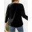 Plus Size - Elegant Plus Size Satin Blouse for Women - Long Sleeve, Off-Shoulder Design, Solid Black, Smooth Polyester Fabric, Perfect for Spring & Fall, Stylish Office Attire, Versatile Blouse | Offshoulder Top | Glossy Texture